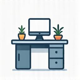 Icon representing daily office cleaning of a minimal desk setup