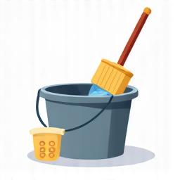 Icon for co-working space care depicting a mop and bucket